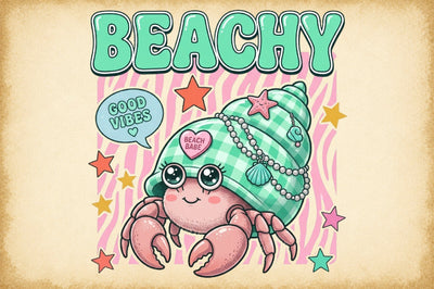 Beachy Cute Hermit Crab PNG Sublimation designartist 