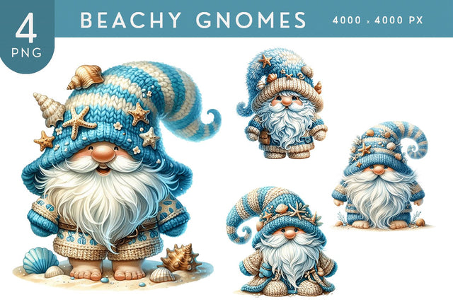 Beachy Gnome Clipart Bundle Sublimation BijouBay 