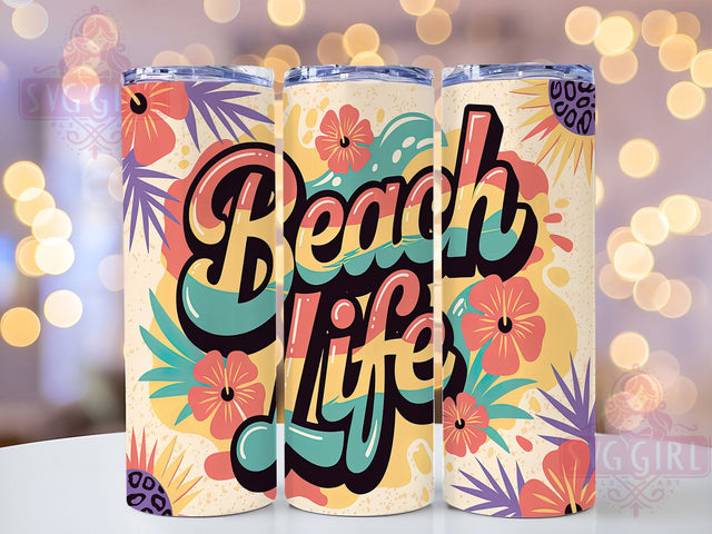 Beachy Vibes Summer Tumbler, Beach Lover Gift, Coastal Living Present, Ocean Theme Tumbler, Vacation Drinkware, Beachy Vibes Design, Sublimation Template Sublimation SvggirlplusArt 