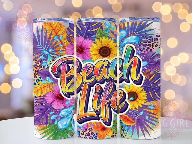 Beachy Vibes Summer Tumbler, Beach Lover Gift, Coastal Living Present, Ocean Theme Tumbler, Vacation Drinkware, Beachy Vibes Design, Sublimation Template Sublimation SvggirlplusArt 