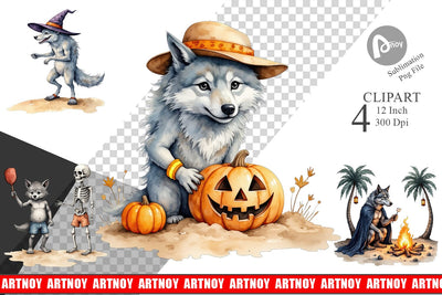 Beachy Werewolf Howls Clipart Sublimation artnoy 