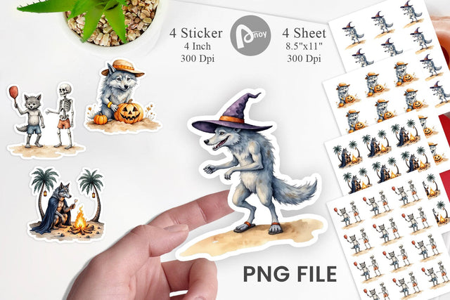 Beachy Werewolf Howls Sticker Sublimation artnoy 