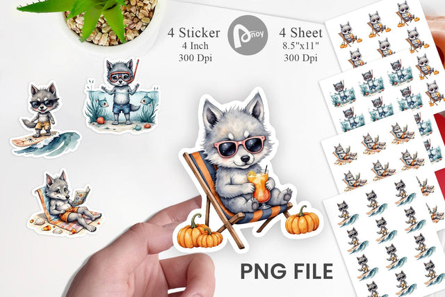 Beachy Werewolf Howls Sticker Sublimation artnoy 