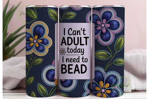 Beaded Embroidery Floral 20oz Tumbler Sublimation PixelChick 