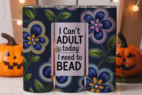 Beaded Embroidery Floral 20oz Tumbler Sublimation PixelChick 
