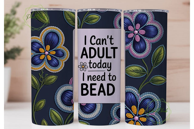 Beaded Embroidery Floral 20oz Tumbler Sublimation PixelChick 