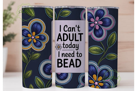Beaded Embroidery Floral 20oz Tumbler Sublimation PixelChick 