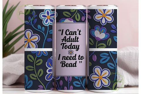 Beaded Embroidery Floral 20oz Tumbler Sublimation PixelChick 