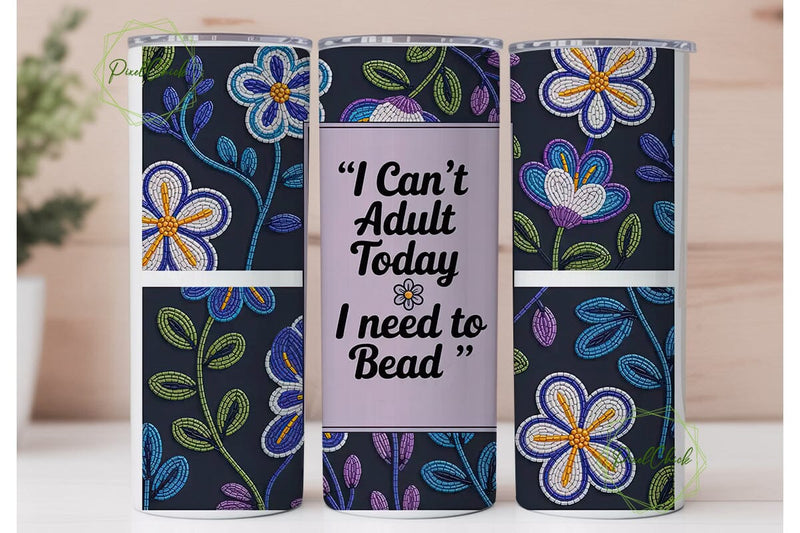 Beaded Embroidery Floral 20oz Tumbler Sublimation PixelChick 