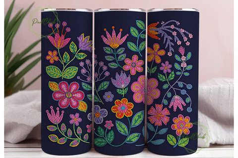 Beaded Floral 20oz Tumbler Wrap Sublimation PixelChick 
