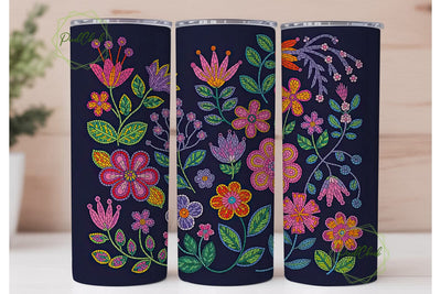 Beaded Floral 20oz Tumbler Wrap Sublimation PixelChick 