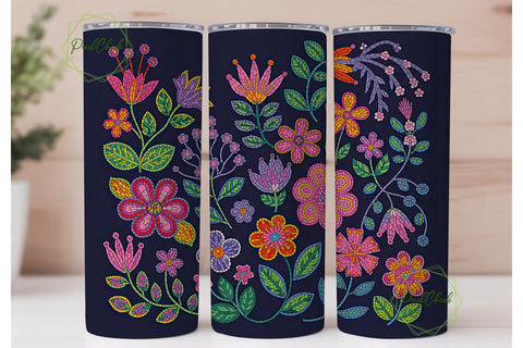 Beaded Floral 20oz Tumbler Wrap Sublimation PixelChick 