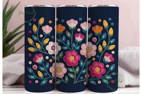 Beaded Floral 20oz Tumbler Wrap Sublimation PixelChick 