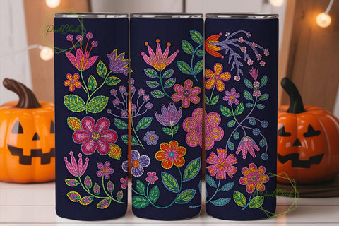Beaded Floral 20oz Tumbler Wrap Sublimation PixelChick 