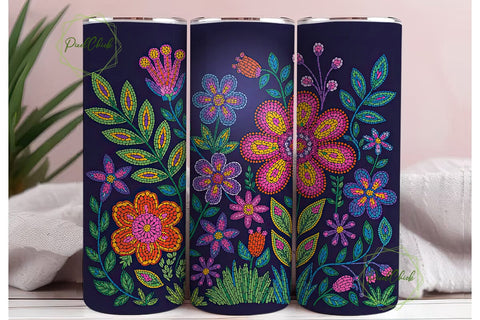 Beaded Floral 20oz Tumbler Wrap Sublimation PixelChick 