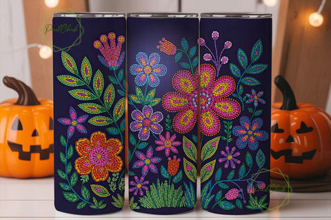 Beaded Floral 20oz Tumbler Wrap Sublimation PixelChick 