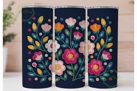 Beaded Floral 20oz Tumbler Wrap Sublimation PixelChick 