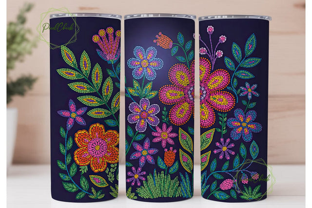 Beaded Floral 20oz Tumbler Wrap Sublimation PixelChick 
