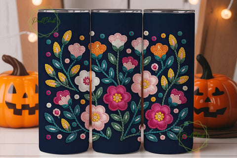 Beaded Floral 20oz Tumbler Wrap Sublimation PixelChick 