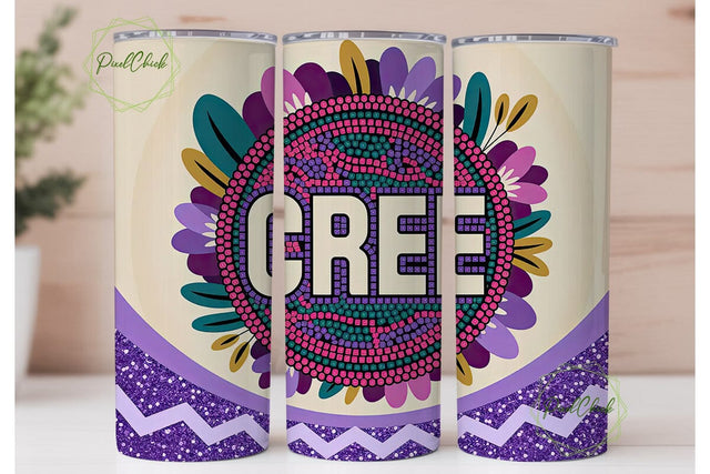 Beaded Floral CREE Tumbler Wrap Sublimation PixelChick 