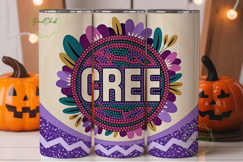 Beaded Floral CREE Tumbler Wrap Sublimation PixelChick 