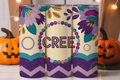 Beaded Floral CREE Tumbler Wrap Sublimation PixelChick 