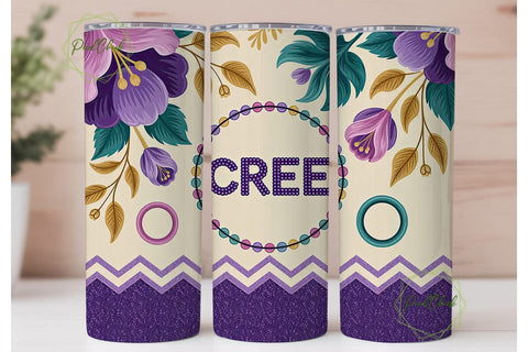 Beaded Floral CREE Tumbler Wrap Sublimation PixelChick 