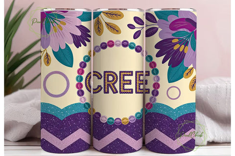 Beaded Floral CREE Tumbler Wrap Sublimation PixelChick 