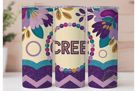 Beaded Floral CREE Tumbler Wrap Sublimation PixelChick 
