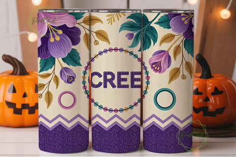 Beaded Floral CREE Tumbler Wrap Sublimation PixelChick 