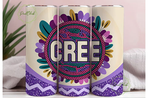 Beaded Floral CREE Tumbler Wrap Sublimation PixelChick 