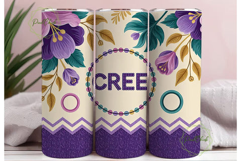 Beaded Floral CREE Tumbler Wrap Sublimation PixelChick 