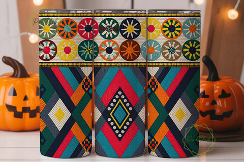 Beaded Floral & Geometric Tumbler Wrap Sublimation PixelChick 