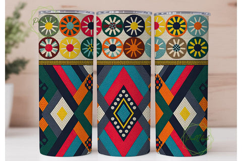 Beaded Floral & Geometric Tumbler Wrap Sublimation PixelChick 