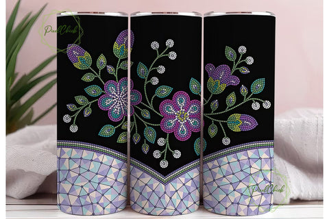 Beaded Floral Mosaic Tumbler Wrap Sublimation PixelChick 
