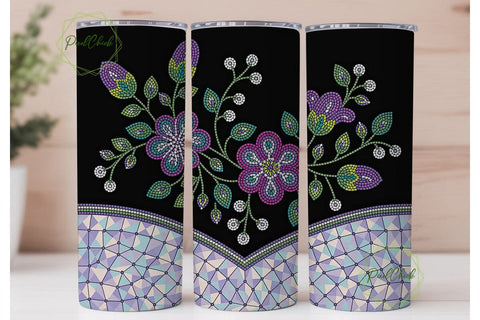 Beaded Floral Mosaic Tumbler Wrap Sublimation PixelChick 