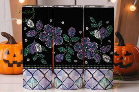 Beaded Floral Mosaic Tumbler Wrap Sublimation PixelChick 