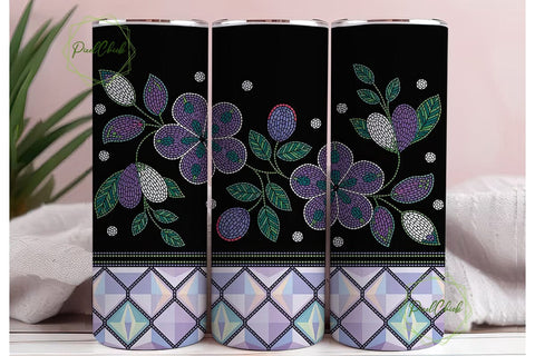Beaded Floral Mosaic Tumbler Wrap Sublimation PixelChick 