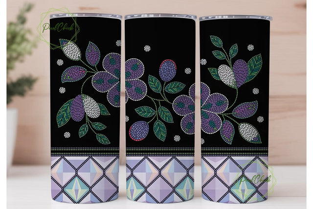 Beaded Floral Mosaic Tumbler Wrap Sublimation PixelChick 