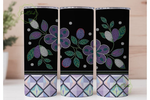 Beaded Floral Mosaic Tumbler Wrap Sublimation PixelChick 