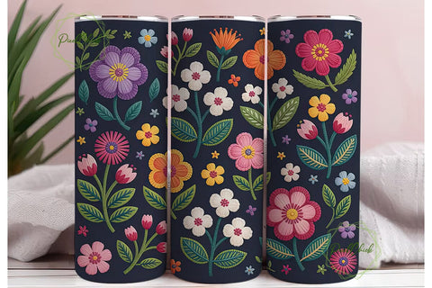 Beaded Floral Tumbler Wrap Sublimation PixelChick 