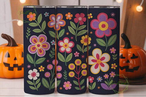 Beaded Floral Tumbler Wrap Sublimation PixelChick 