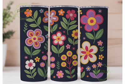 Beaded Floral Tumbler Wrap Sublimation PixelChick 