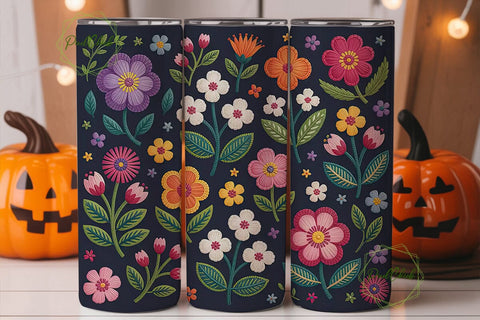 Beaded Floral Tumbler Wrap Sublimation PixelChick 