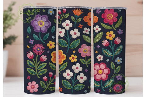 Beaded Floral Tumbler Wrap Sublimation PixelChick 