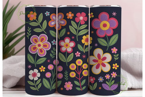 Beaded Floral Tumbler Wrap Sublimation PixelChick 