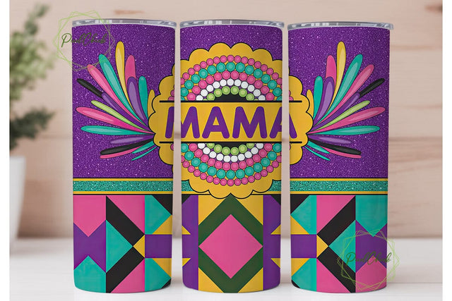 Beaded Mama Tumbler Wrap PNG Sublimation PixelChick 