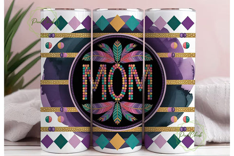 Beaded Mom Tumbler Design Sublimation PixelChick 