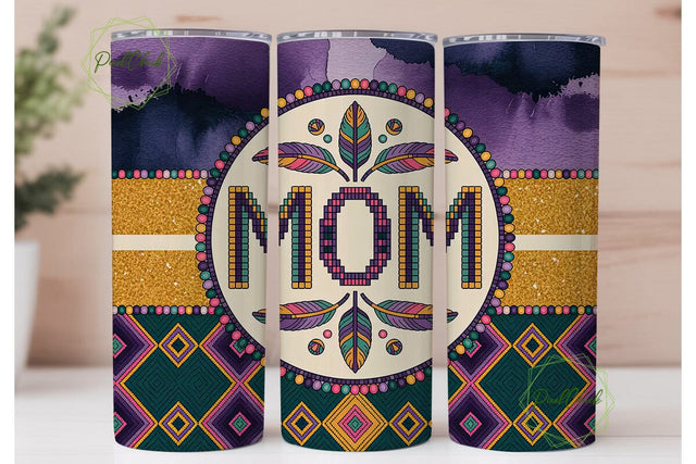 Beaded Mom Tumbler Design Sublimation PixelChick 