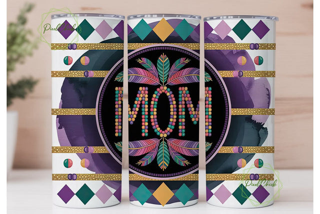 Beaded Mom Tumbler Design Sublimation PixelChick 